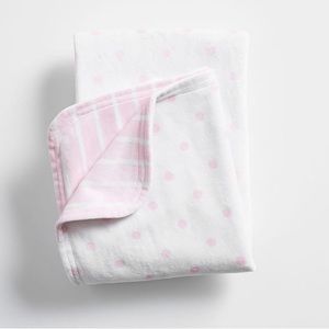 Pottery Barn Kids Dot & Stripe Chamois Baby Blanket Pink